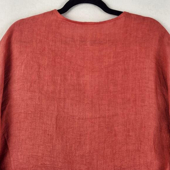 Scandal Made in Italy 100% Linen Wrap Top Women’s SZ M Salmon Colorway Long Slvs - Picture 8 of 15